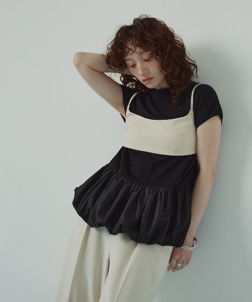 W:Huku（フーク）の「【W:Huku / ソフトタッチツイル】ロング ストラップ ビスチェ / Soft-Touch Twill Long Strap Bustier（ベスト・レディース・ベージュ系その他/ブラック・FREE）」の10枚目の写真