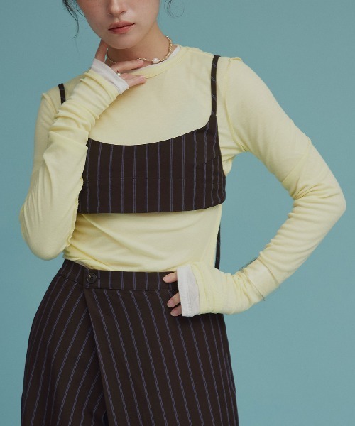 W:Huku（フーク）の「【W:Huku / ソフトタッチツイル】ロング ストラップ ビスチェ / Soft-Touch Twill Long Strap Bustier（ベスト・レディース・ベージュ系その他/ブラック・FREE）」の4枚目の写真