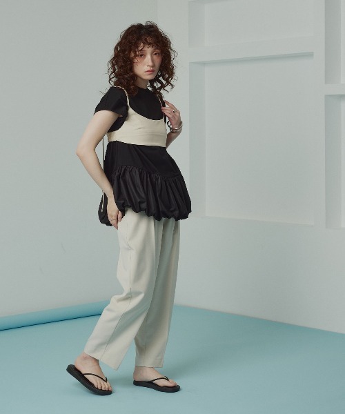 W:Huku（フーク）の「【W:Huku / ソフトタッチツイル】ロング ストラップ ビスチェ / Soft-Touch Twill Long Strap Bustier（ベスト・レディース・ベージュ系その他/ブラック・FREE）」の6枚目の写真