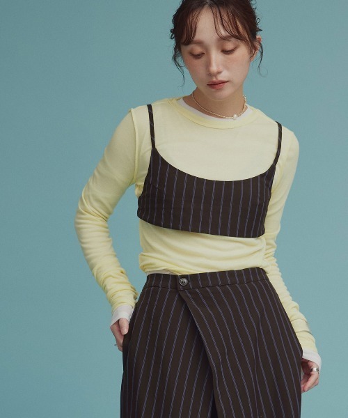 W:Huku（フーク）の「【W:Huku / ソフトタッチツイル】ロング ストラップ ビスチェ / Soft-Touch Twill Long Strap Bustier（ベスト・レディース・ベージュ系その他/ブラック・FREE）」の12枚目の写真