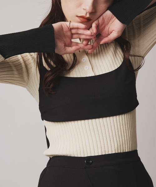 W:Huku（フーク）の「【W:Huku / ソフトタッチツイル】ロング ストラップ ビスチェ / Soft-Touch Twill Long Strap Bustier（ベスト・レディース・ベージュ系その他/ブラック・FREE）」の7枚目の写真