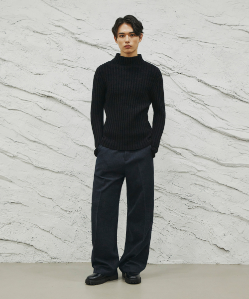 SIGNATURE（シグネチャ）の「ウールライクノータックワイドフィットスラックス[ネイビーストライプ]（スラックス・レディース・その他・SMALL/X-LARGE）」の5枚目の写真