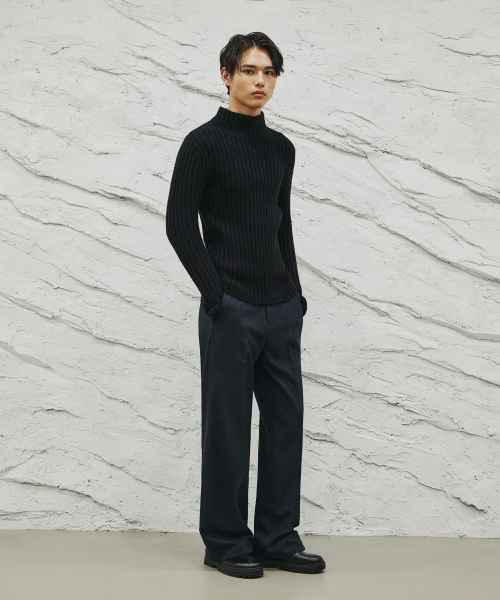 SIGNATURE（シグネチャ）の「ウールライクノータックワイドフィットスラックス[ネイビーストライプ]（スラックス・レディース・その他・SMALL/X-LARGE）」の6枚目の写真
