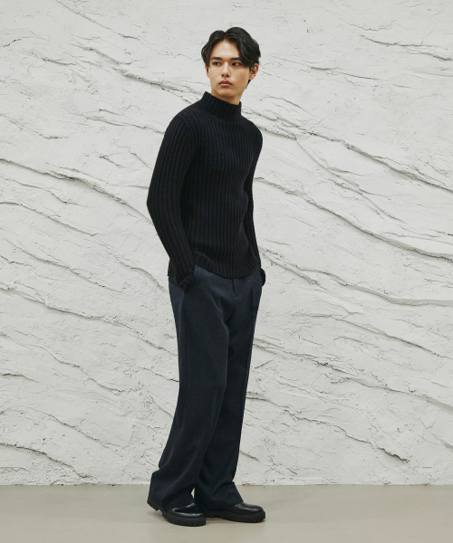 SIGNATURE（シグネチャ）の「ウールライクノータックワイドフィットスラックス[ネイビーストライプ]（スラックス・レディース・その他・SMALL/X-LARGE）」の7枚目の写真