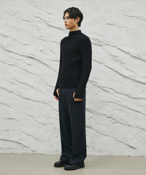 SIGNATURE（シグネチャ）の「ウールライクノータックワイドフィットスラックス[ネイビーストライプ]（スラックス・レディース・その他・SMALL/X-LARGE）」の9枚目の写真