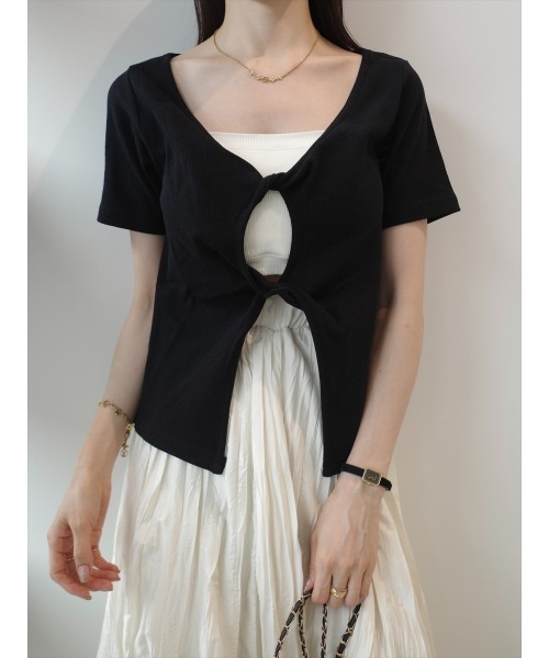 amel（エイメル）の「ダブルツイストデザイントップス / ブラック（Tシャツ/カットソー・レディース・ブラック・FREE）」の5枚目の写真