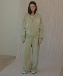 Lace Applique Pigment Sweatpants_Dusty green(O26PT03)