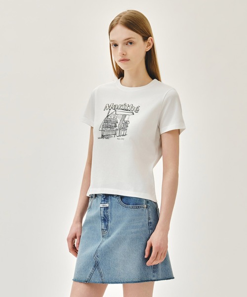 MARITHE + FRANCOIS GIRBAUD（マリテフランソワジルボー）の「[REGEN] W FRENCH FRUIT SHOP GRAPHIC TEE（Tシャツ/カットソー・レディース・White/ヘザーグレー・SMALL/MEDIUM）」の3枚目の写真