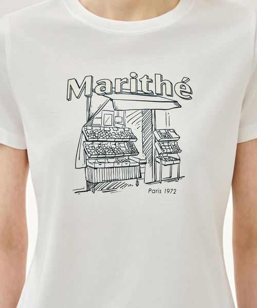 MARITHE + FRANCOIS GIRBAUD（マリテフランソワジルボー）の「[REGEN] W FRENCH FRUIT SHOP GRAPHIC TEE（Tシャツ/カットソー・レディース・White/ヘザーグレー・SMALL/MEDIUM）」の6枚目の写真