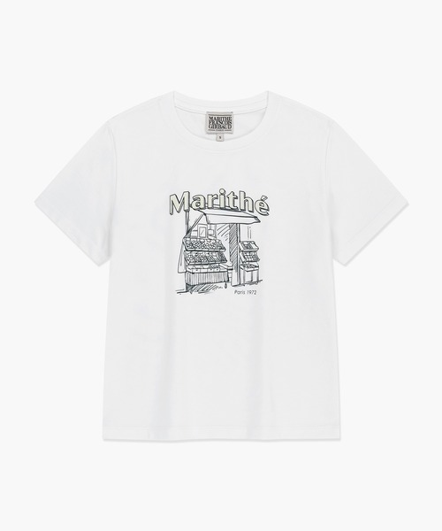 MARITHE + FRANCOIS GIRBAUD（マリテフランソワジルボー）の「[REGEN] W FRENCH FRUIT SHOP GRAPHIC TEE（Tシャツ/カットソー・レディース・White/ヘザーグレー・SMALL/MEDIUM）」の7枚目の写真