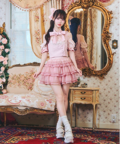 ReAmour（リアムール）の「レースティアードスカート（スカート・レディース・ブラック/ピンク/アイボリー・FREE）」の16枚目の写真
