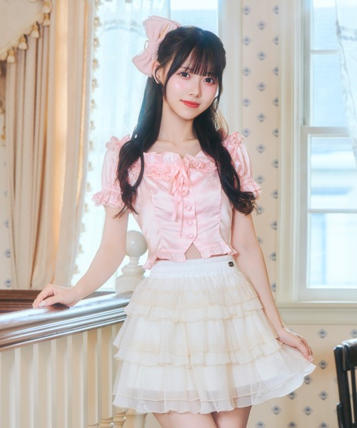 ReAmour（リアムール）の「レースティアードスカート（スカート・レディース・ブラック/ピンク/アイボリー・FREE）」の7枚目の写真
