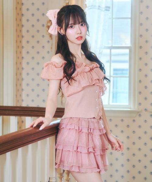 ReAmour（リアムール）の「レースティアードスカート（スカート・レディース・ブラック/ピンク/アイボリー・FREE）」の13枚目の写真