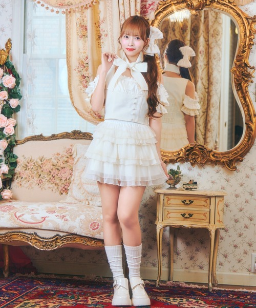 ReAmour（リアムール）の「レースティアードスカート（スカート・レディース・ブラック/ピンク/アイボリー・FREE）」の10枚目の写真