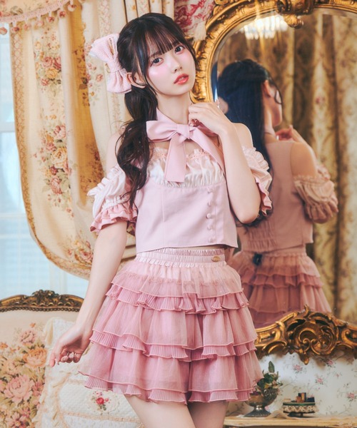 ReAmour（リアムール）の「レースティアードスカート（スカート・レディース・ブラック/ピンク/アイボリー・FREE）」の14枚目の写真
