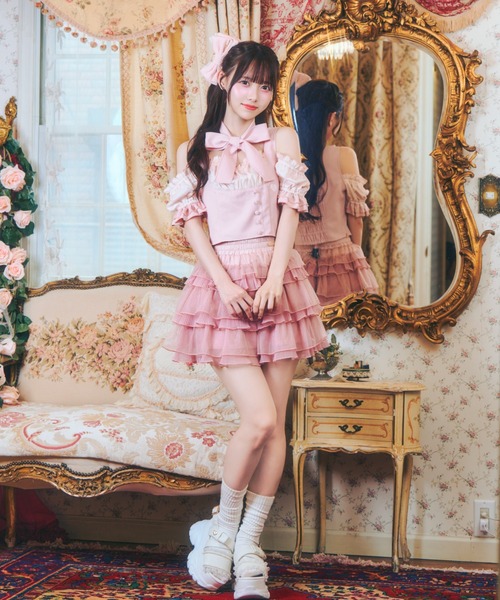ReAmour（リアムール）の「レースティアードスカート（スカート・レディース・ブラック/ピンク/アイボリー・FREE）」の17枚目の写真