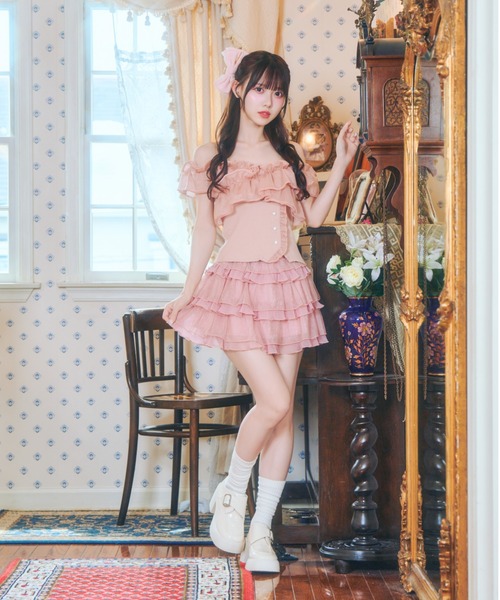 ReAmour（リアムール）の「レースティアードスカート（スカート・レディース・ブラック/ピンク/アイボリー・FREE）」の18枚目の写真