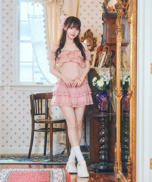 ReAmour（リアムール）の「レースティアードスカート（スカート・レディース・ブラック/ピンク/アイボリー・FREE）」の19枚目の写真