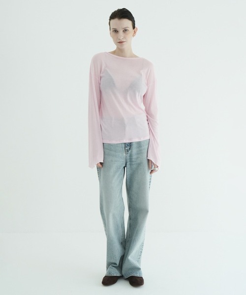 CLANE（クラネ）の「SHEER LOOSE CUT TOPS（Tシャツ/カットソー・レディース・ホワイト/ピンク・1/2）」の11枚目の写真