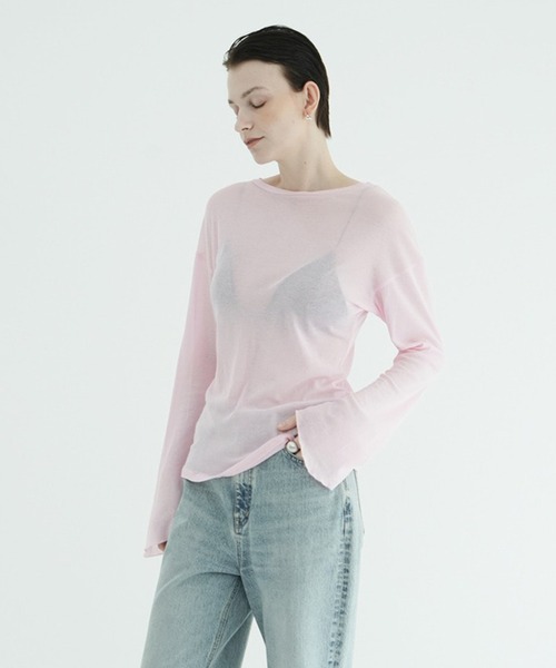 CLANE（クラネ）の「SHEER LOOSE CUT TOPS（Tシャツ/カットソー・レディース・ホワイト/ピンク・1/2）」の8枚目の写真