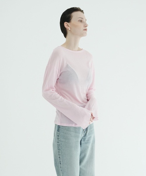 CLANE（クラネ）の「SHEER LOOSE CUT TOPS（Tシャツ/カットソー・レディース・ホワイト/ピンク・1/2）」の9枚目の写真