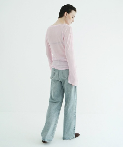 CLANE（クラネ）の「SHEER LOOSE CUT TOPS（Tシャツ/カットソー・レディース・ホワイト/ピンク・1/2）」の12枚目の写真