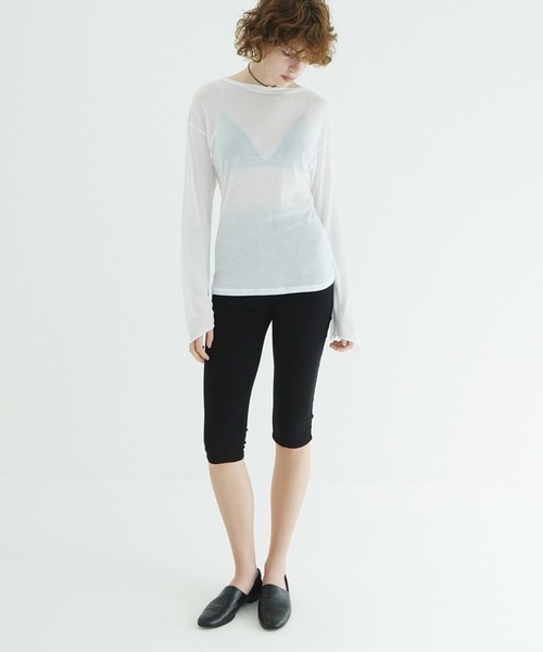 CLANE（クラネ）の「SHEER LOOSE CUT TOPS（Tシャツ/カットソー・レディース・ホワイト/ピンク・1/2）」の5枚目の写真