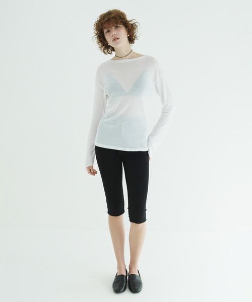 CLANE（クラネ）の「SHEER LOOSE CUT TOPS（Tシャツ/カットソー・レディース・ホワイト/ピンク・1/2）」の6枚目の写真