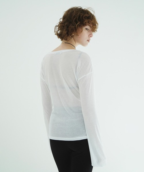 CLANE（クラネ）の「SHEER LOOSE CUT TOPS（Tシャツ/カットソー・レディース・ホワイト/ピンク・1/2）」の4枚目の写真