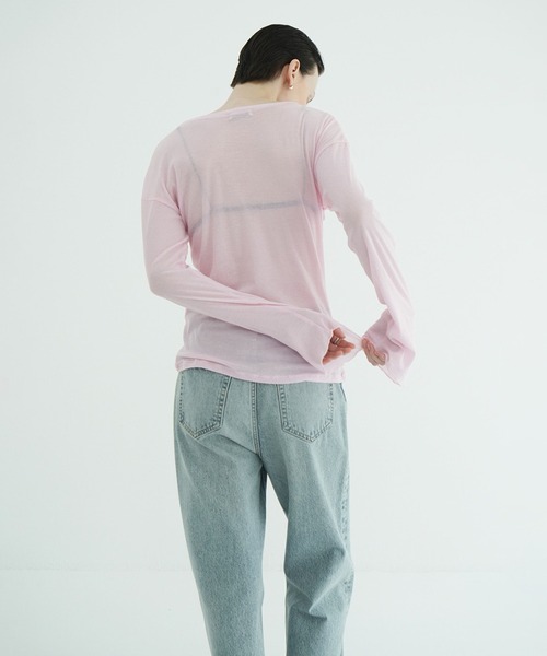 CLANE（クラネ）の「SHEER LOOSE CUT TOPS（Tシャツ/カットソー・レディース・ホワイト/ピンク・1/2）」の13枚目の写真