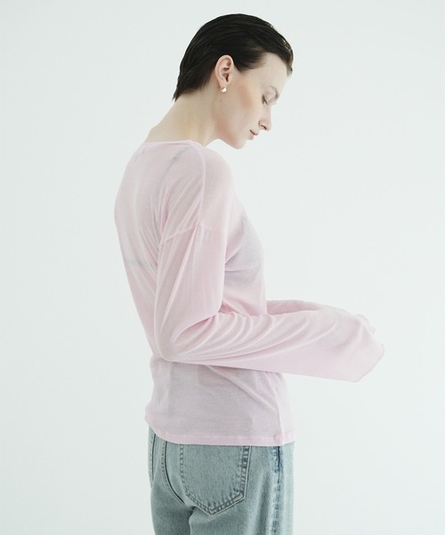 CLANE（クラネ）の「SHEER LOOSE CUT TOPS（Tシャツ/カットソー・レディース・ホワイト/ピンク・1/2）」の10枚目の写真