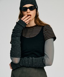 tanakadaisuke/タナカダイスケ】mesh vlvet ribbon arm cover/メッシュ
