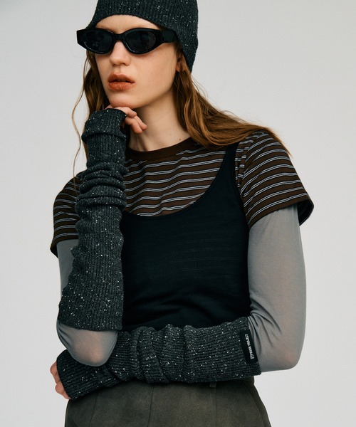 PRANK PROJECT(プランクプロジェクト)の「【2026Autumn Pre-Order】ニットロンググローブ / Knit Long Gloves(アームカバー・レディース・レッド/ブラック/マルチ・FREE)」の14枚目の写真