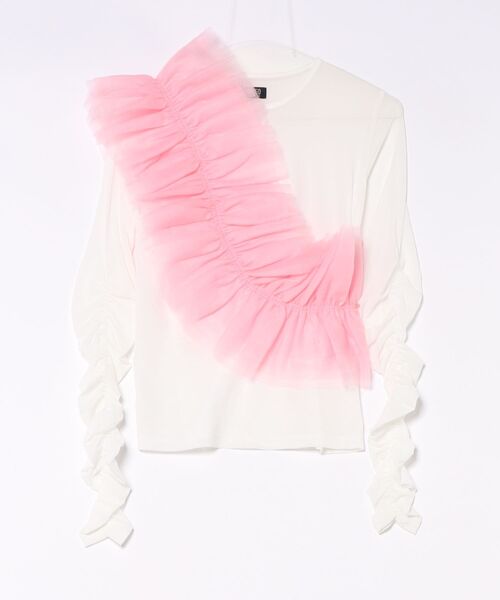 PAMEO POSE(パメオポーズ)の「【W】【it】【PAMEO POSE】チュールサッシュトック(Tシャツ/カットソー・レディース・ベージュ/ホワイト・FREE)」の2枚目の写真