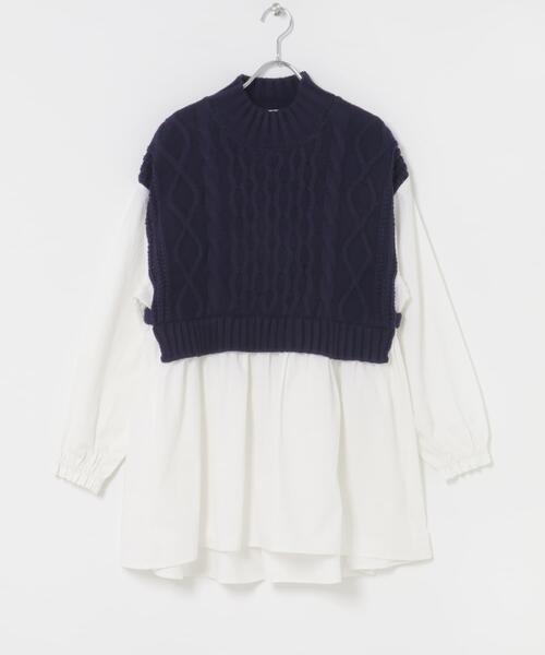 ITEMS URBANRESEARCH(アイテムズ アーバンリサーチ)の「ベストドッキングチュニック(シャツ/ブラウス・レディース・ホワイト/ライトブルー・FREE)」の4枚目の写真