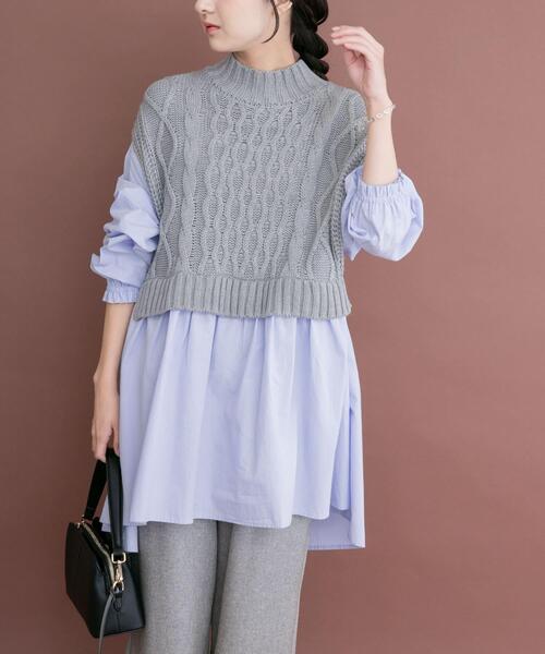 ITEMS URBANRESEARCH(アイテムズ アーバンリサーチ)の「ベストドッキングチュニック(シャツ/ブラウス・レディース・ホワイト/ライトブルー・FREE)」の9枚目の写真