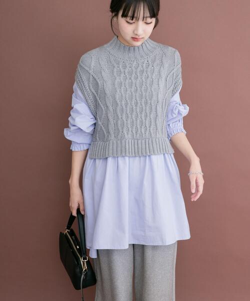 ITEMS URBANRESEARCH(アイテムズ アーバンリサーチ)の「ベストドッキングチュニック(シャツ/ブラウス・レディース・ホワイト/ライトブルー・FREE)」の10枚目の写真
