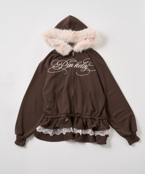 OLIVE des OLIVE(オリーブデオリーブ)の「ファー付きティアードパーカー(パーカー・レディース・ブラック/ブラウン/オフホワイト/ピンク/トップグレー/ピンク系その他・FREE)」の14枚目の写真