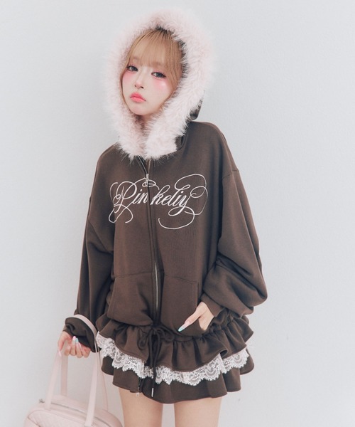 OLIVE des OLIVE(オリーブデオリーブ)の「ファー付きティアードパーカー(パーカー・レディース・ブラック/ブラウン/オフホワイト/ピンク/トップグレー/ピンク系その他・FREE)」の13枚目の写真