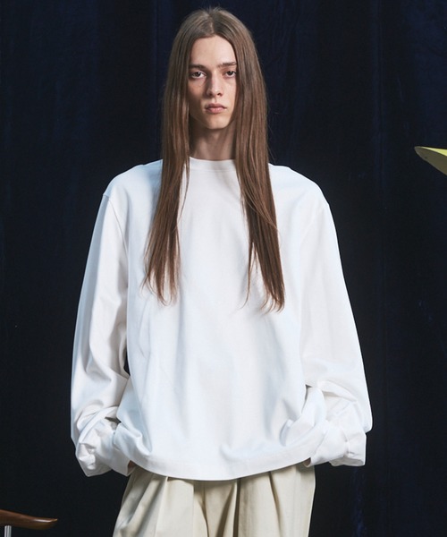 MAISON SPECIAL(メゾンスペシャル)の「《UNISEX》Gentle Heavy-weight Single Jersey Prime-Over Long-sleeved T-shirt/ジェントルヘビーオンス天竺プライムオーバーロングスリーブTシャツ【MAISON SPECIAL/メゾンスペシャル】(Tシャツ/カットソー・メンズ・チャコールグレー/ブラック/ピンク/ホワイト・2/1/0)」の2枚目の写真