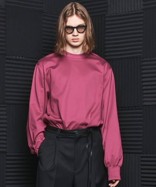 MAISON SPECIAL(メゾンスペシャル)の「《UNISEX》Gentle Heavy-weight Single Jersey Prime-Over Long-sleeved T-shirt/ジェントルヘビーオンス天竺プライムオーバーロングスリーブTシャツ【MAISON SPECIAL/メゾンスペシャル】(Tシャツ/カットソー・メンズ・チャコールグレー/ブラック/ピンク/ホワイト・2/1/0)」の4枚目の写真