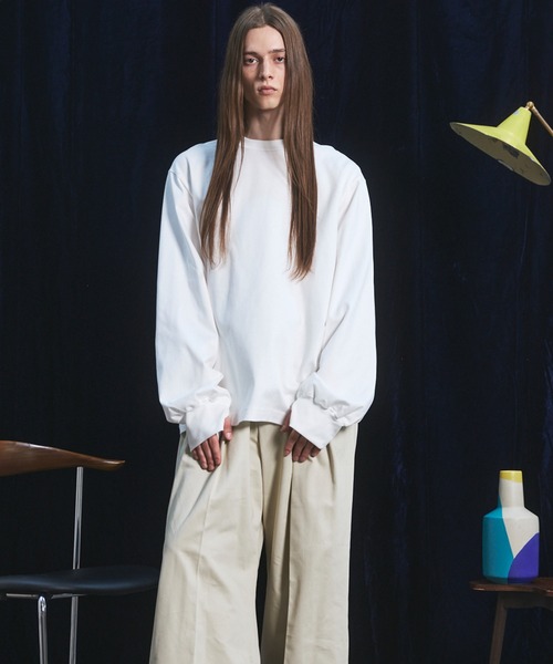 MAISON SPECIAL(メゾンスペシャル)の「《UNISEX》Gentle Heavy-weight Single Jersey Prime-Over Long-sleeved T-shirt/ジェントルヘビーオンス天竺プライムオーバーロングスリーブTシャツ【MAISON SPECIAL/メゾンスペシャル】(Tシャツ/カットソー・メンズ・チャコールグレー/ブラック/ピンク/ホワイト・2/1/0)」の14枚目の写真