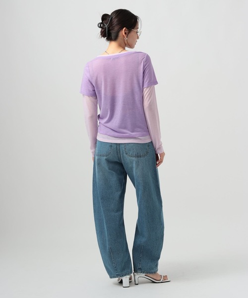 BAYFLOW（ベイフロー）の「[一枚で重ね着風]レイヤードヘンリーロングスリーブT（Tシャツ/カットソー・レディース・グレー/ネイビー/ラベンダー・FREE）」の22枚目の写真