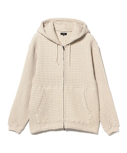 BEAMS(ビームス)の「ワッフル ジップフーディー(スウェット・メンズ・ナチュラル/チャコールグレー・S/L/M/XL)」の1枚目の写真