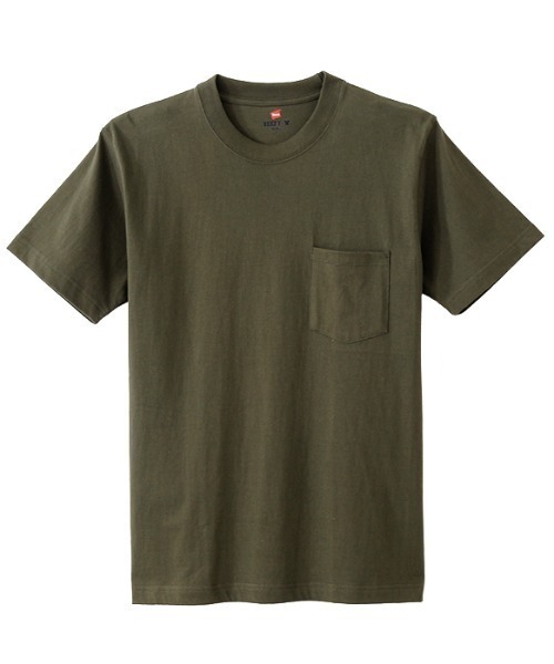 HANES(ヘインズ)の「HANES/ヘインズ (ポケット付き.ver)BEEFY-T 半袖Tシャツ パックTEE コットン100% H5190(Tシャツ/カットソー・メンズ・ブルー/エメラルド/イエロー/グリーン/カーキ/レッド/パープル/ダークグレー・XL/L/M/S)」の3枚目の写真