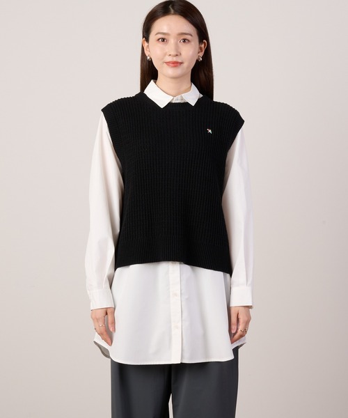 Arnold Palmer(アーノルドパーマー)の「ニットベスト×シャツチュニック レイヤードセット(その他トップス・レディース・サックスブルー/ダークブラウン/アイボリー/カーキ・M/S/L)」の16枚目の写真