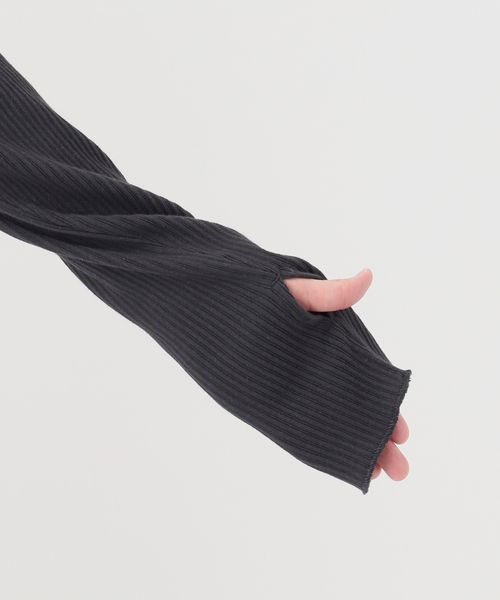 FRAMeWORK(フレームワーク)の「Healthknit/ヘルスニット アーミーリブ ハーフジップ(Tシャツ/カットソー・レディース・アイボリー/スミクロ・FREE)」の6枚目の写真
