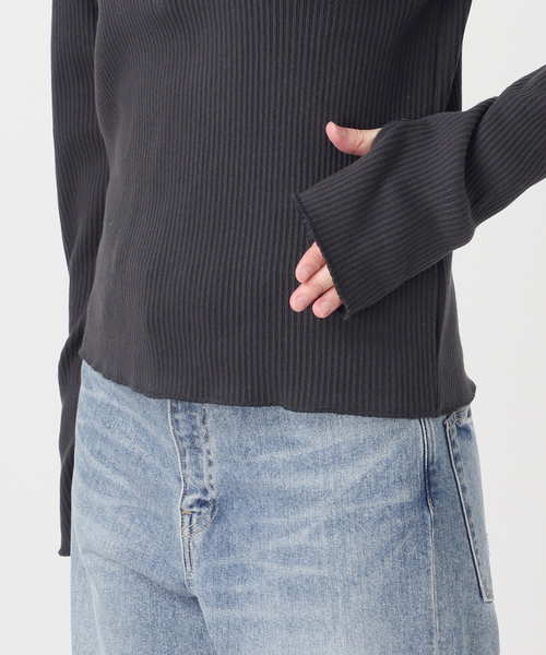 FRAMeWORK(フレームワーク)の「Healthknit/ヘルスニット アーミーリブ ハーフジップ(Tシャツ/カットソー・レディース・アイボリー/スミクロ・FREE)」の7枚目の写真