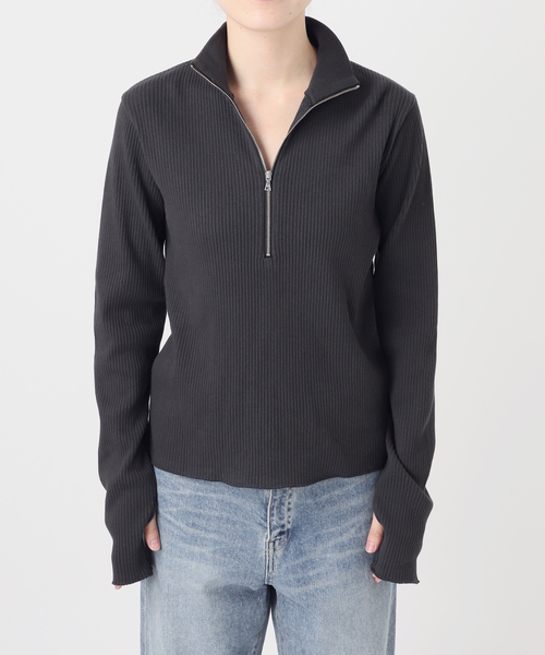 FRAMeWORK(フレームワーク)の「Healthknit/ヘルスニット アーミーリブ ハーフジップ(Tシャツ/カットソー・レディース・アイボリー/スミクロ・FREE)」の8枚目の写真