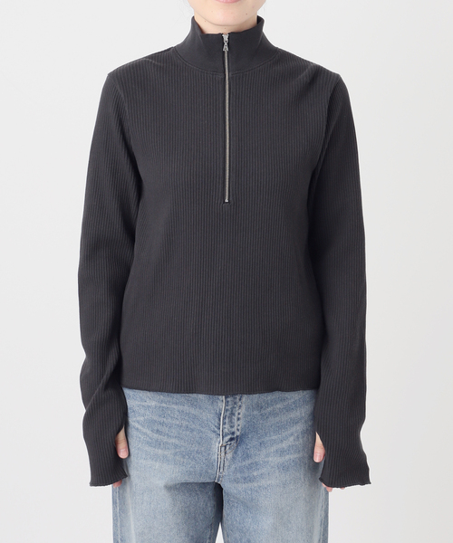 FRAMeWORK(フレームワーク)の「Healthknit/ヘルスニット アーミーリブ ハーフジップ(Tシャツ/カットソー・レディース・アイボリー/スミクロ・FREE)」の9枚目の写真